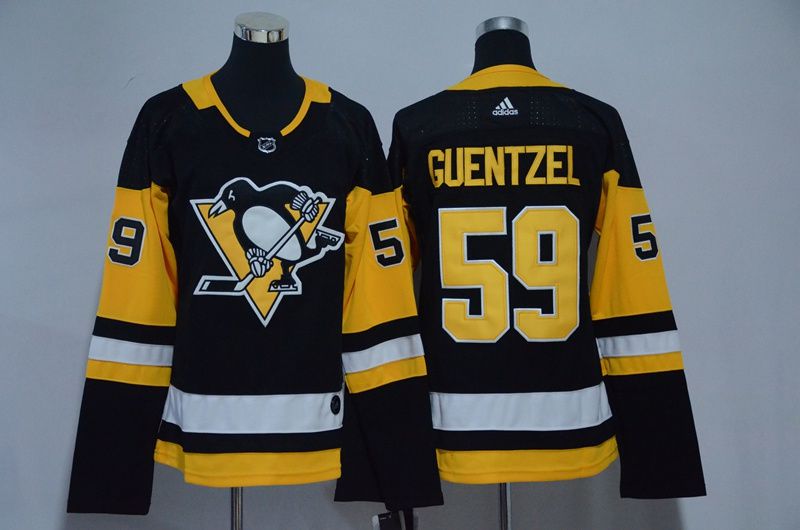 Women Pittsburgh Penguins 59 Guentzel Black Hockey Stitched Adidas NHL Jerseys